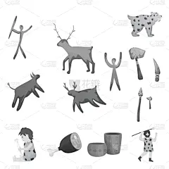 分离着色,人造物,符号,灰色,食品,莫诺湖,动物,复古