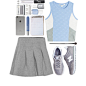 A fashion look from December 2015 featuring color block shirt, short pleated skirt and lightweight shoes. Browse and shop related looks.