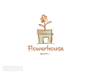 flowerhouse鲜花店logo欣赏