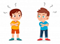 Cute little kid boy angry each other