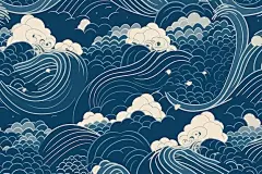 日式海浪波浪花纹矢量图设计素材