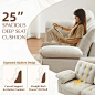 Amazon.com: 70" Loveseat Sofa for Living Room, Comfy Overstuffed 2-Seater Recliner Sofa, Deep Sleeper Sofa with 7" Cushion & Wide Removable Armrests, Upholstered Modern Lounge Linen Couch for Apartment, Beige : Home & Kitchen