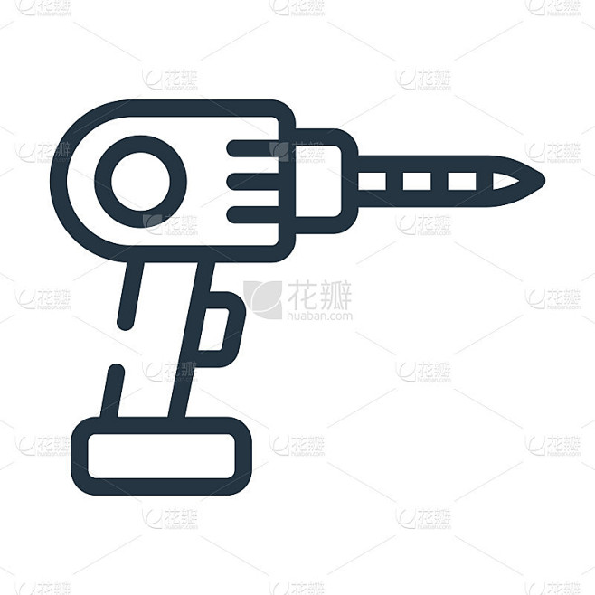 工业钻细线图标。设备，钻线性图标从行业概念孤立轮廓标志。矢量插图符号元素的网页设计和应用程序。