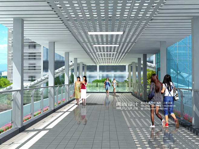 2b爱南路眠之堡天桥比选方案透视二 人行天桥过街效果图