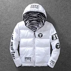 【Aape 斑马线条纹双面穿男款羽绒棉衣连帽外套棉服】-棉服/棉衣_上衣_男装_服饰鞋包-taobao_薰衣草的暗恋-蘑菇街优店