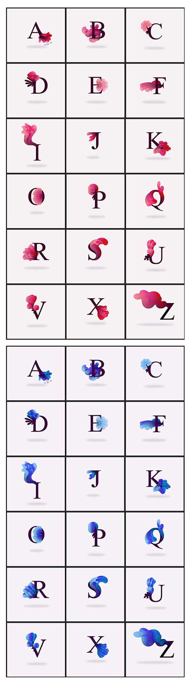 字体 字体设计 漂亮的花卉英文字母设计