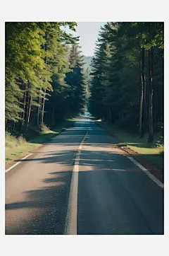 摄影风森林环绕的公路AI数字艺术-众图网