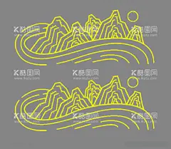 中式传统古风山水线条元素  - 源文件下载【酷图网】古风山水,线条元素,山水简笔画,山水线条,线条,线稿,简笔画,中式元素