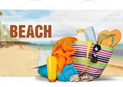 假期，夏天，沙滩包