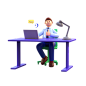Businessman working in office 3D Illustration