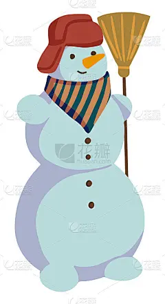 可爱的雪人戴着帽子。冬天属性的彩色卡通涂鸦。手绘矢量插图。在白色背景上单独绘制。元素为圣诞节设计，印