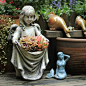 天使摆件欧式做旧花园装饰复古庭院户外园艺院子雕塑幼儿园小仙女