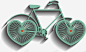 手绘绿色心形车轮自行车 平面电商 创意素材