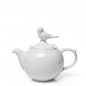 百灵鸟玩味英式咖啡壶/红茶壶 白瓷圆珠壶 （小号）