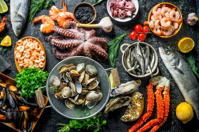 清新,多样,健康食物,食品,海产,华贵,饮食,图像,水平画幅