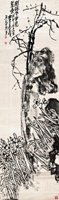 吴昌硕 1918年作 明珠作花翡翠叶 立轴