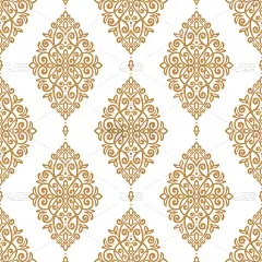 Gold and white damask vector seamless pattern, wal