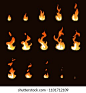 Стоковая иллюстрация: Cartoon fire flame sheet sprite animation set. Illustration of fire motion animation, hot flame cartoon animated