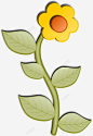 一朵太阳花高清素材 手绘 绿叶 黄色 免抠png 设计图片 免费下载