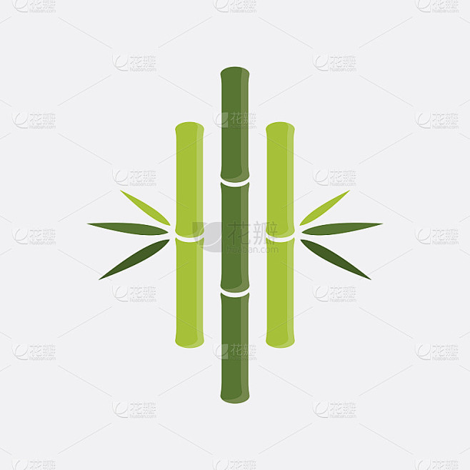 绿竹标志，矢量插图设计