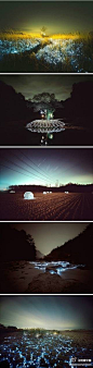 韩国摄影师Lee Eunyeol~Lee Eunyeol借助他构造的复杂灯光装置，将熟悉的夜空景象与重新打造的光影空间结合在一起，从而产生一个奇幻而浪漫的空间景观。这既是摄影，又是景观装置艺术。
