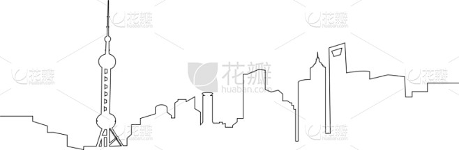 分离着色,都市风景,上海,轮廓,亚洲,商务,名声,摩天大楼,全景素材-花瓣网