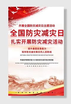 节日全国防灾减灾日防震减灾难抗洪安全公益广告海报