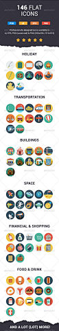 146 Modern Flat Icons - Abstract Icons