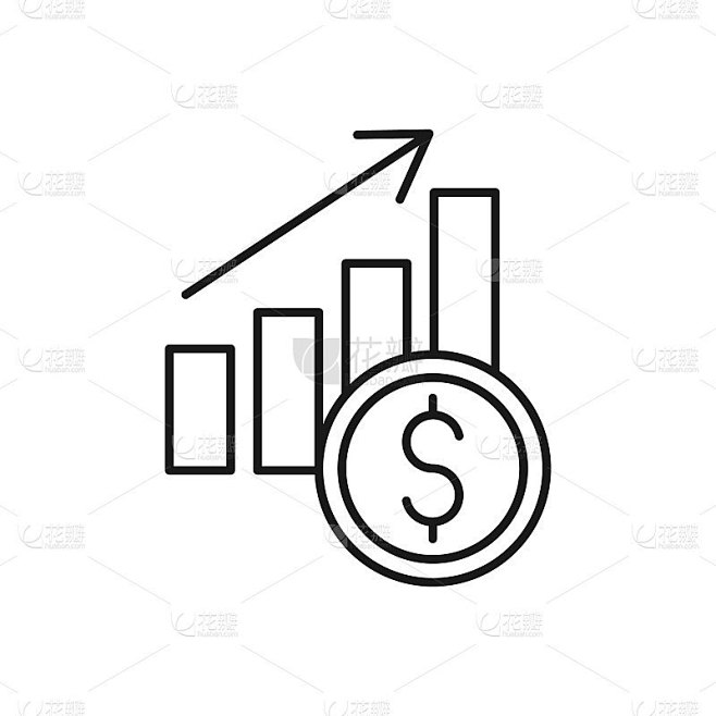金钱图表图标矢量。支付，金融，货币和交易业务网站，符号，图标，标志，应用程序UI的设计概念与图表条形