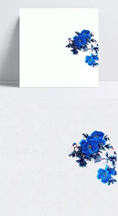 蓝花|蓝花,中国画,花鸟画,蓝色,蓝色花朵PNG,贵气牡丹花,盛放的牡丹花,卡通元素,手绘/卡通