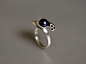 代购 【定制】希腊设计师Kostas 纯银黑珍珠黑钻石订婚优雅戒指 拥抱 原创 新款 2013 正品