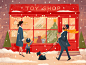 Toy Shop Illustration christmas new year presents holidays procreate adobe illustrator animals shop winter character vector illustration design ui