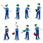 平等距水管工电工机械汽车维修服务工人图标集免费矢量 维修 工人 