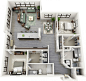 2 Bedroom Apartment/House Plans : Two bedroom apartments are ideal for couples and small families alike. As one of the most common types of homes or apartments available, two bedroom spaces give