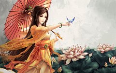 漂亮手绘古风美女电脑桌面壁纸_查看原图_