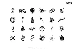 240款暗黑邪恶恐怖潮流复古像素马赛克低保真插图插画ai设计素材