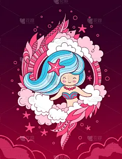 可爱的,女孩,蓝色头发,活力,华丽的,粉色,幻想,弯曲,问候,爱
