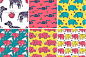 色彩缤纷斑马大象老虎鹦鹉矢量图动物无缝图案设计素材-淘宝网