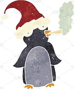 复古卡通搞笑圣诞企鹅