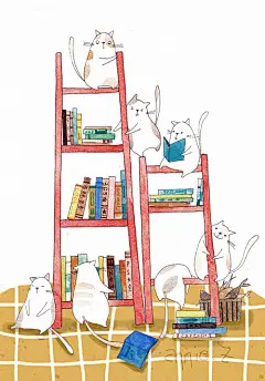 夏日的猫咪-annie.Z_手绘,猫咪,动物,萌物,小清新,水彩_涂鸦王国插画