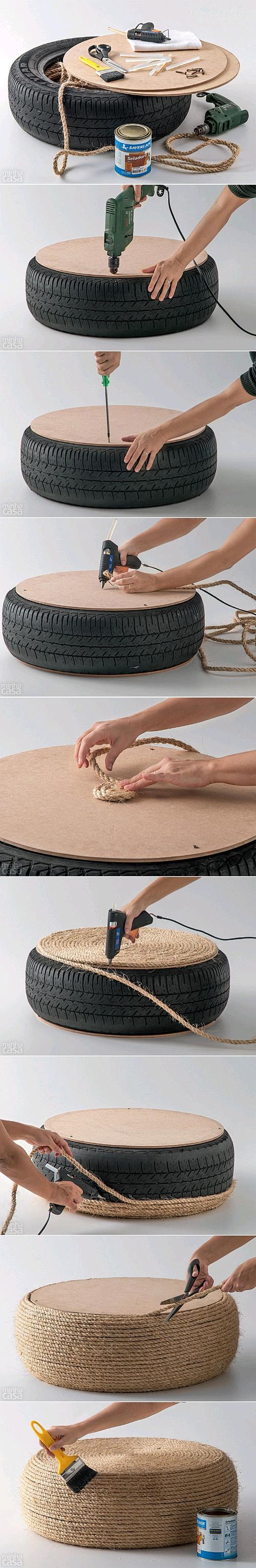 DIY Tire Ottoman DIY...
