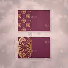 名片模板勃艮第与复古黄金饰品为您的业务。