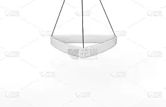 曲线三角形悬挂旗帜上孤立的白色背景，3d插图