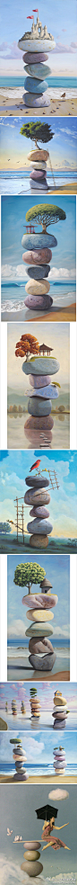 DearYuki森女新闻速递：#森女插画# 鹅卵石上的美丽世界——来自墨西哥艺术家Paul David Bond作品
