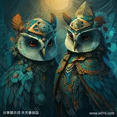 梦幻猫头鹰_提示词查看_Midjourneyai绘图工具关键词描述词咒语_1024X1024像素-拟人,头饰,超现实,猫头鹰,动物,幻想,魔幻,油画,原画,矢量插画,写实-提示词编号:2023062014158533-绘ai-www.ai016.com