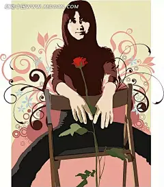 时尚潮流卡通少女矢量图eps|插画|花纹|卡通人物|流行元素|女性|时尚|时尚插画|矢量素材|涂鸦|炫彩|炫彩插画|源文件