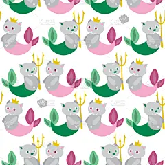 猫,美人鱼,乐趣,儿童,婴儿,式样,华丽的,欢乐,童年,重复