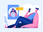 Illustration couple love woman communication social dialog chat color people character website web ui illustration