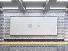 大海报在地铁站3d 插图招牌, 空间, 车站, 地铁, 模板, 三, 地下