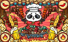 美食插画美食节海报主视觉KV背景展板